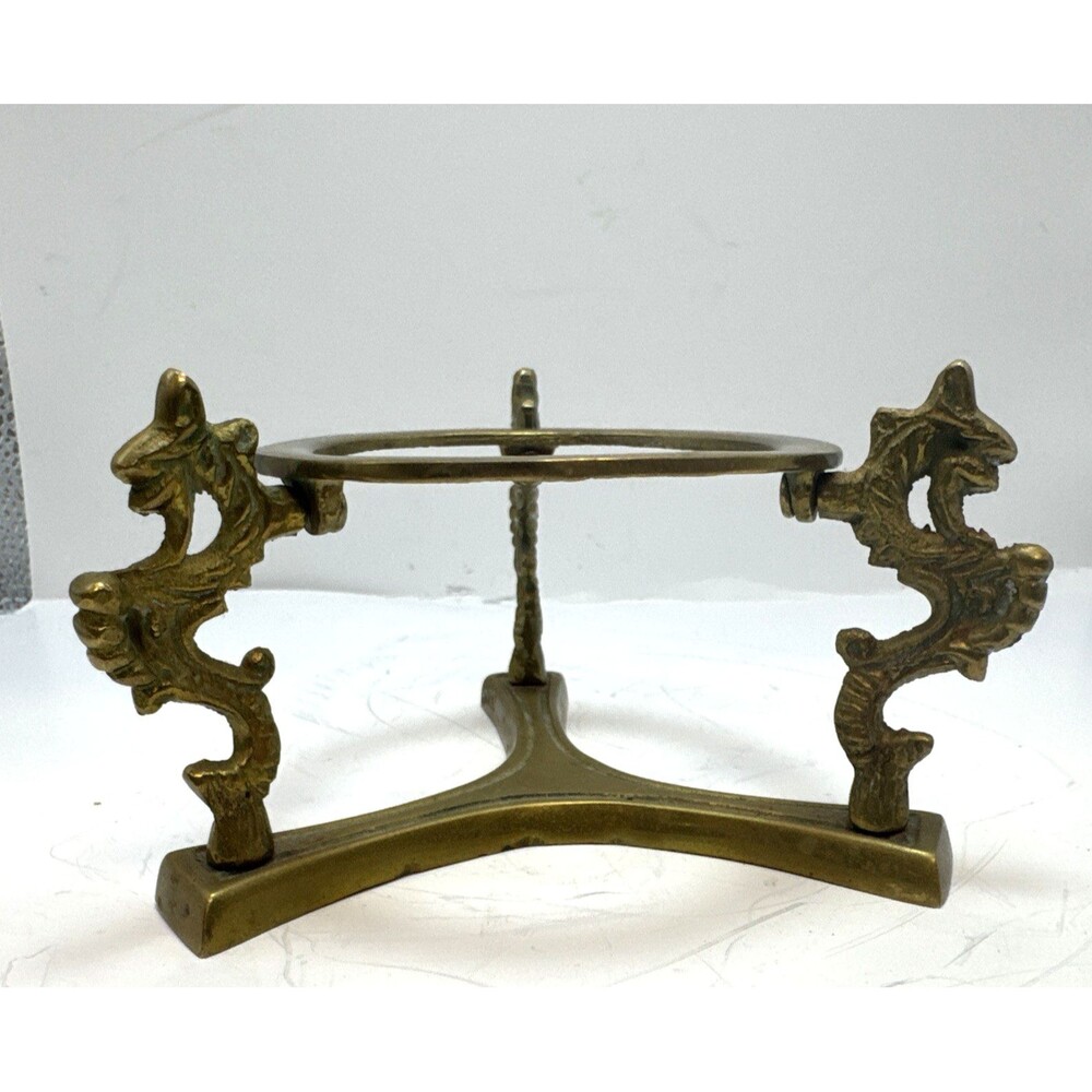 Vintage Brass Victorian/Regency Orb Globe Bowl Stand Holder 3x4.5